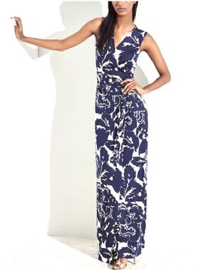 DVF Yahzi Floral Silk Maxi Wrap Dress